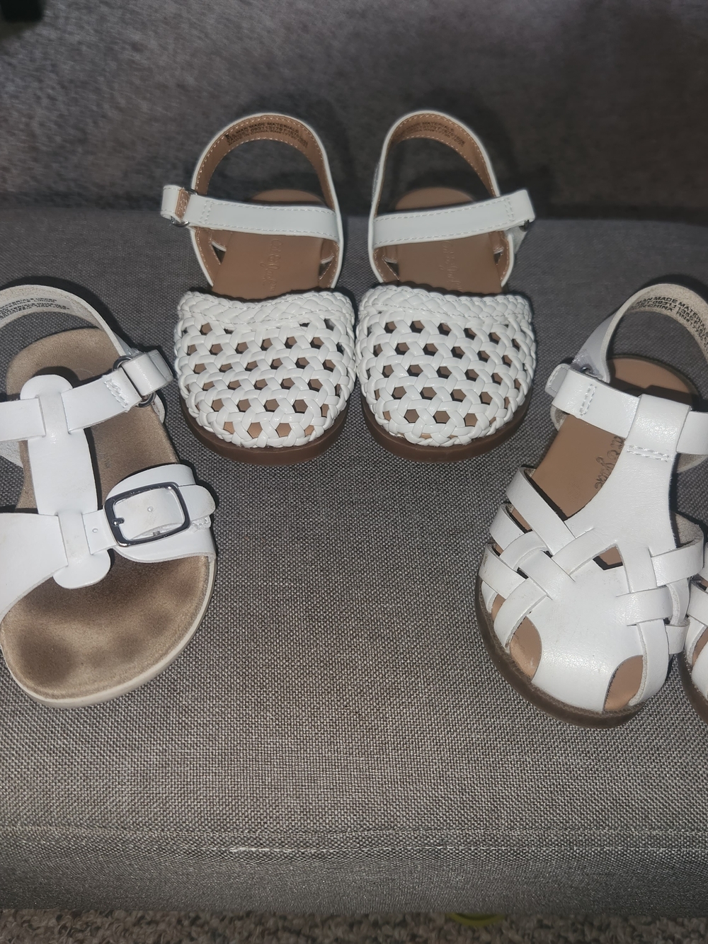 Cat & Jack White Braided and Strappy Kids Sandal Trio